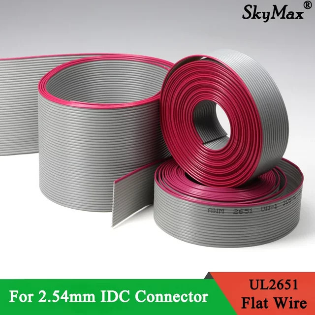 Graues Flachbandkabel UL2651 28AWG für 2,54 mm IDC-Anschluss, 1,27 mm Leiterbreite, 300 V Datenkabel - Bild 1