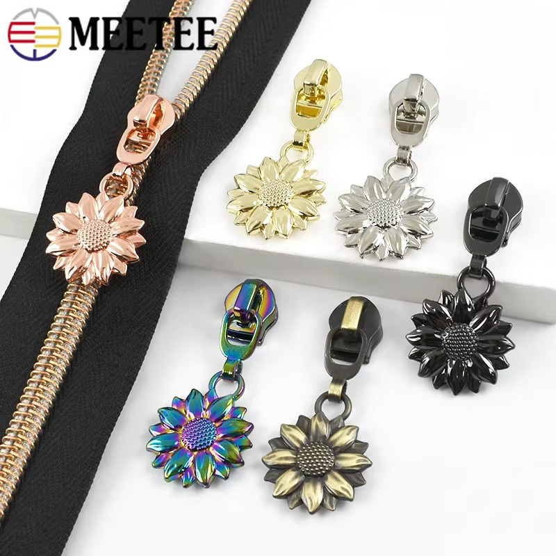 Meetee Reißverschlussschieber aus Metall für Nylon-Reißverschlüsse, 5er-Set, Gold und Multicolour, DIY-Nähzubehör für Taschen und Kleidung - Bild 4
