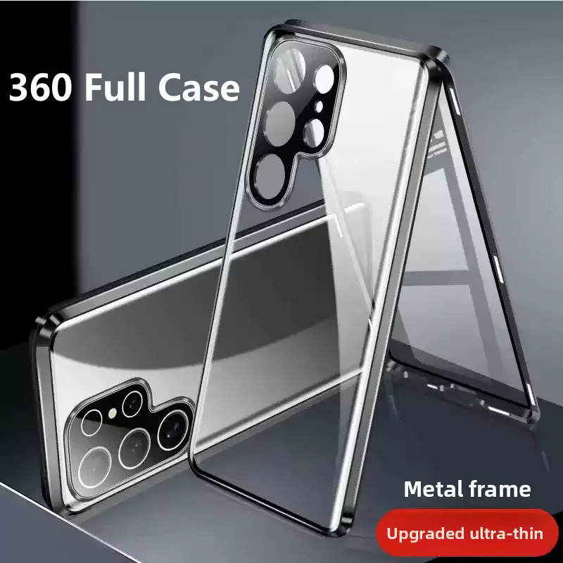 Magnetische Handyhülle aus doppelseitigem gehärtetem Glas für Samsung Galaxy S25 Ultra S26 Ultra S24 FE S22 S23 Plus in Transparent Green - Bild 2
