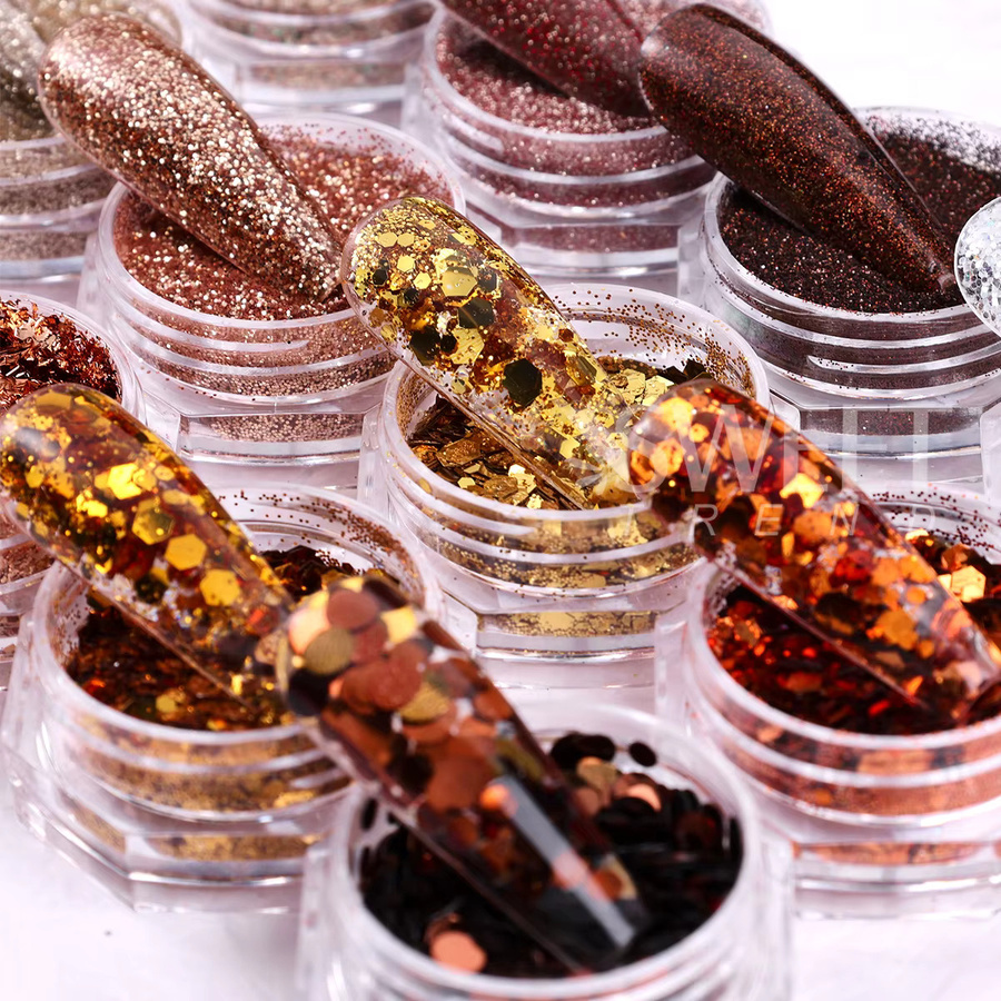 SWEET TREND Nagel-Glitzer-Set, braun, glänzend, 12-teilig - Bild 3