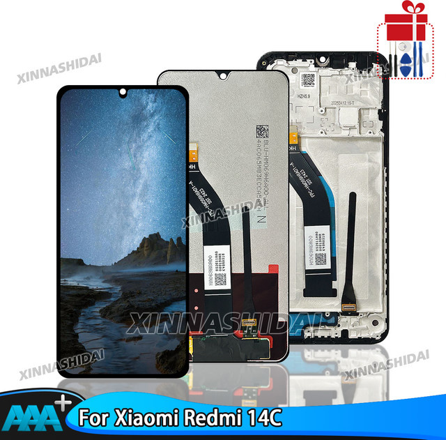 Xiaomi Redmi 14C LCD-Bildschirm mit 6,88 Zoll Display und Touchpanel Digitizer Rahmen in Schwarz - Bild 1
