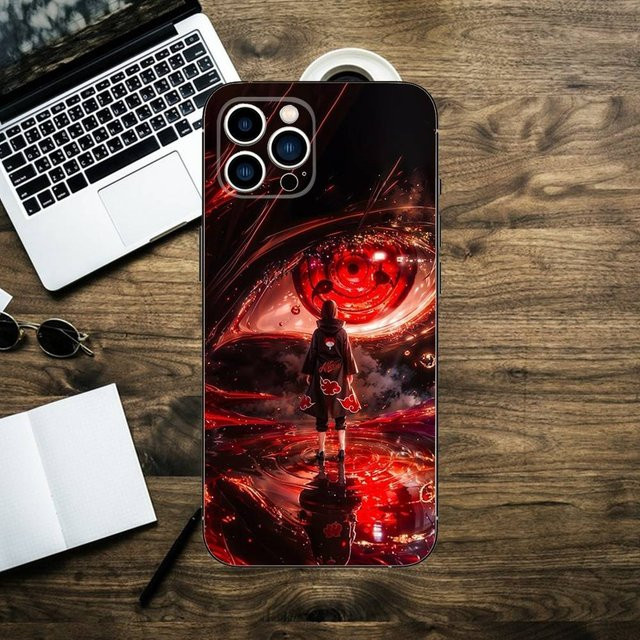 Uchihas M-Madara I-Itachi Silikon Handyhülle für iPhone 16, 15, 14, 13, 12, 11, XS, XR, X, 8, 7 in Schwarz und Rot - Bild 1