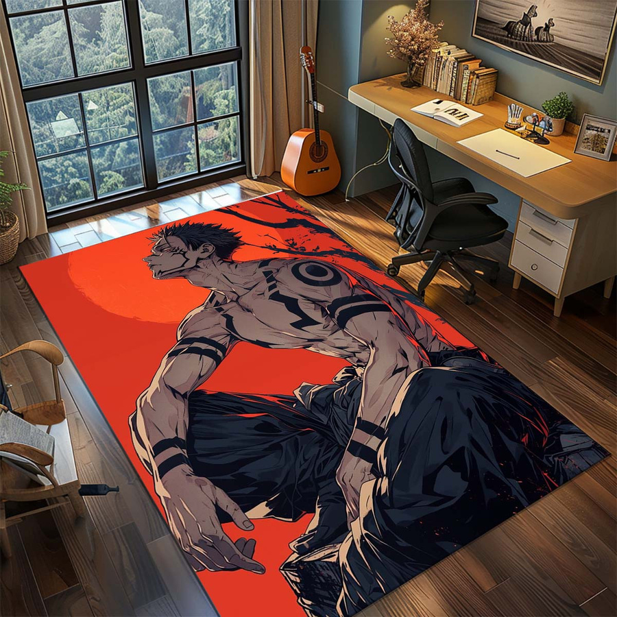 Jujutsu Kaisen Anime Fußmatte aus Polyester, rutschfester Teppich für Wohnzimmer und Schlafzimmer, Multicolor, B/B/H: 60 x 90 cm - Bild 1