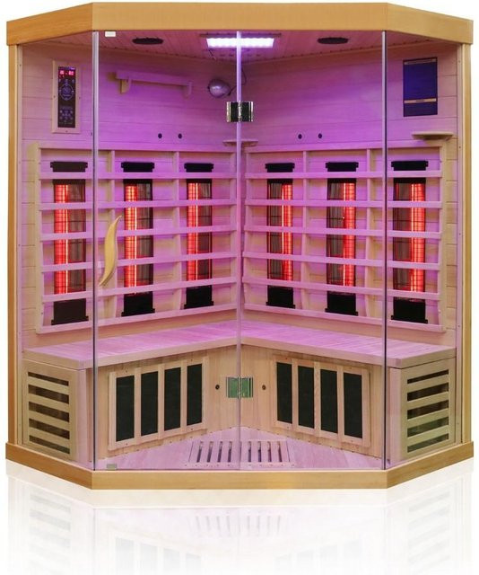 Dewello Infrarotkabine BRANDON Infrarotsauna für 2 Personen aus Hemlocktannenholz mit Vollspektrum- und Karbonstrahlern B/T/H: 140 x 140 x 190 cm - Bild 1