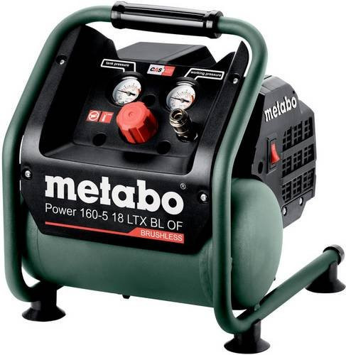 Metabo Akku-Kompressor Power 160-5 18 LTX BL OF Solo, 8 bar, 5 l, grün, B/T/H: 34,0 x 31,5 x 38,0 cm - Bild 1