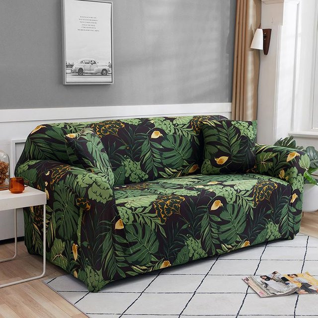 Bestbags Bedruckter Stretch-Sofabezug in Grün für 1-Sitzer, waschbarer Möbelschutz mit Grafik-Design, Breite: 90-140 cm - Bild 1