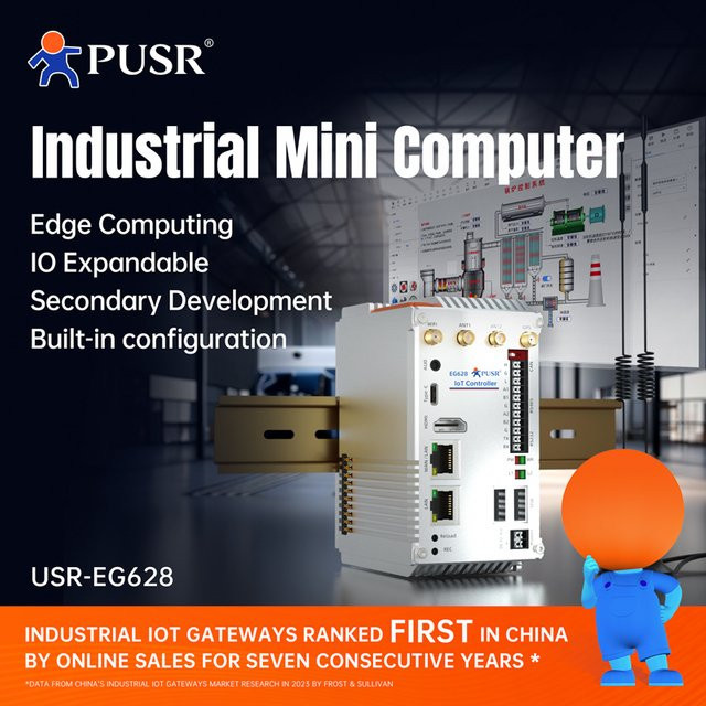 PUSR Industrie-Computer EG628 Mini-PC mit WiFi, 4G/5G, Linux Ubuntu 20.04, RK3562J Cortex-A53, 4GB DDR4, 3x USB, 1x CAN, 1x HDMI, Weiß - Bild 1