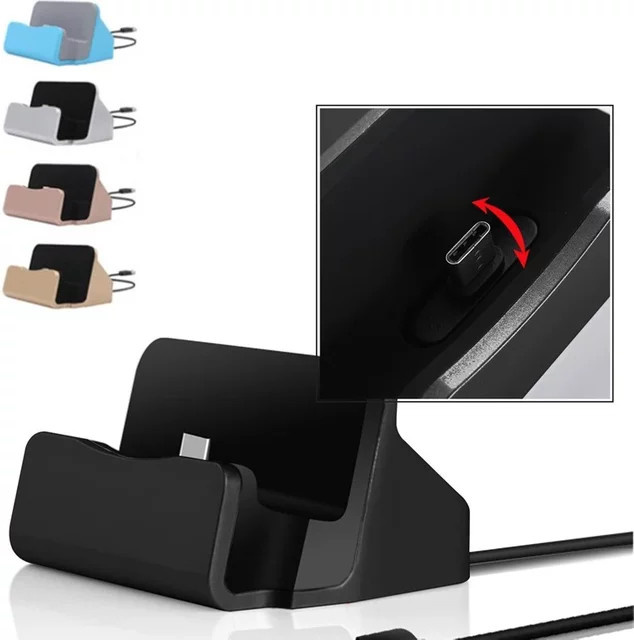 NMEGOU USB-C Ladestation und Smartphone Halterung in Schwarz für iPhone und Samsung Modelle - Bild 1