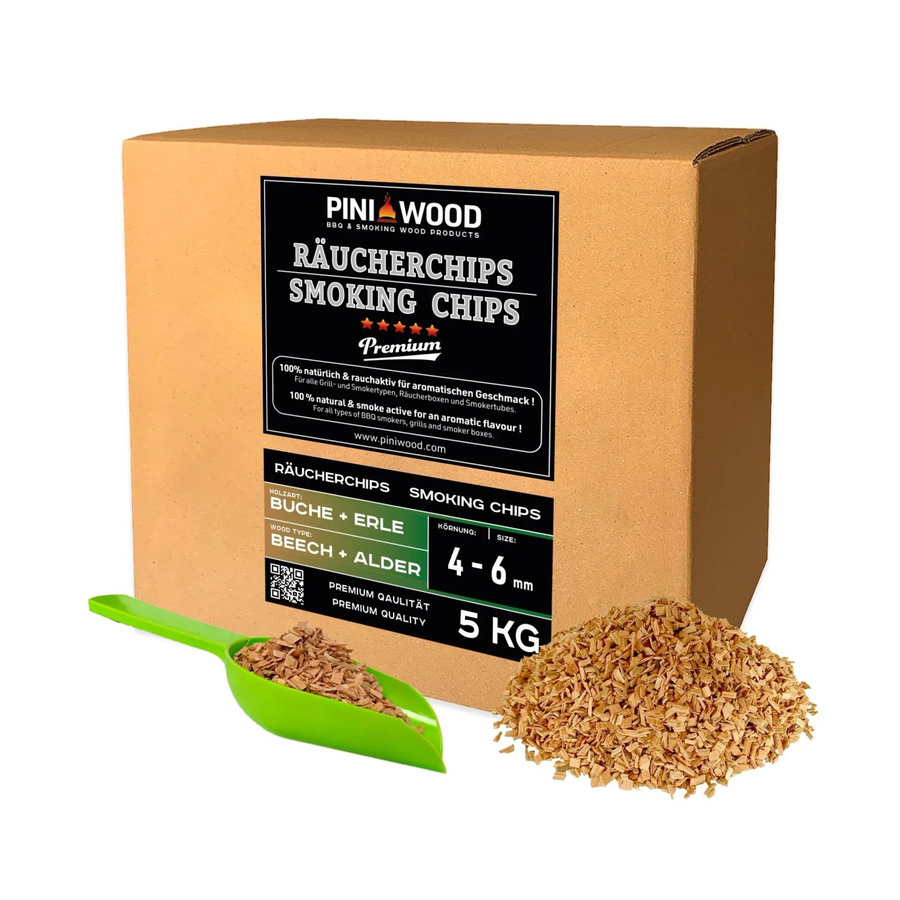 PINI Räucherchips Buche und Erle Gemischt 4-6 mm 5 kg - Bild 2