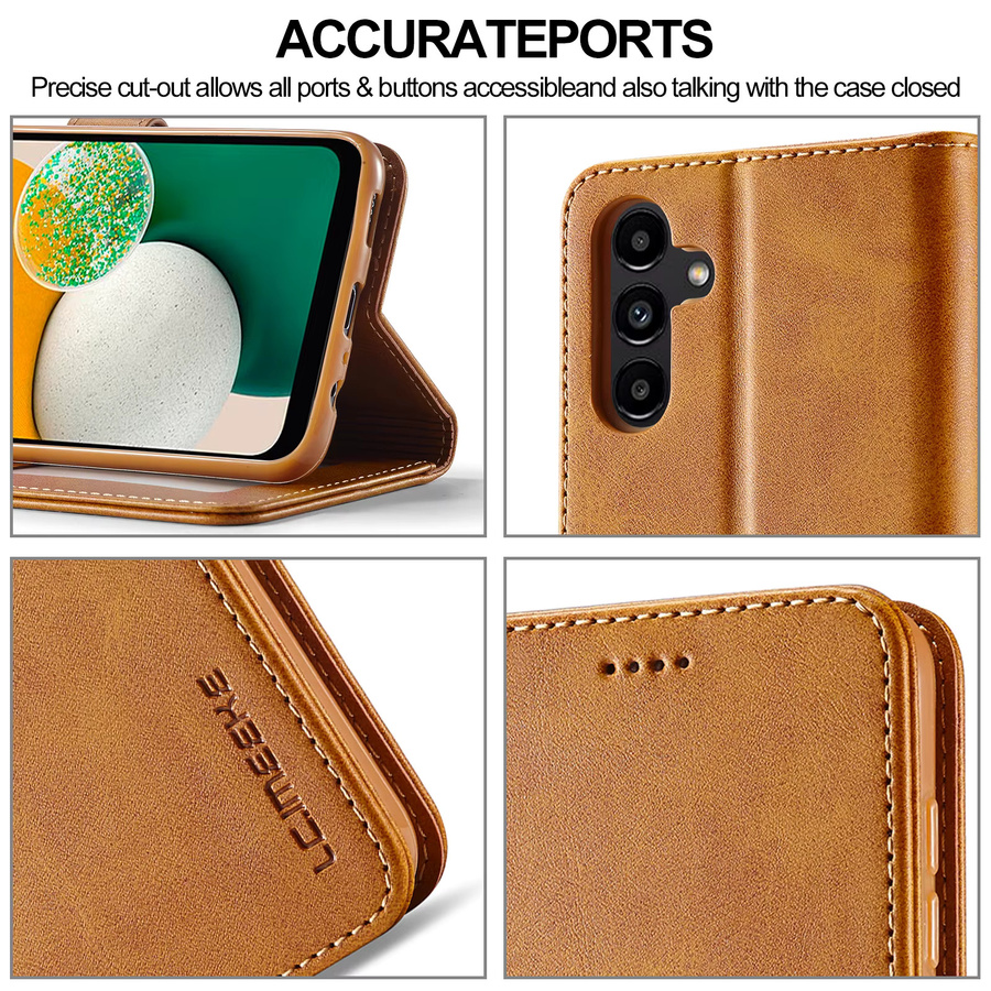 Leder Flip Case Wallet Cover für Samsung Galaxy A-Serie in Braun - Bild 5