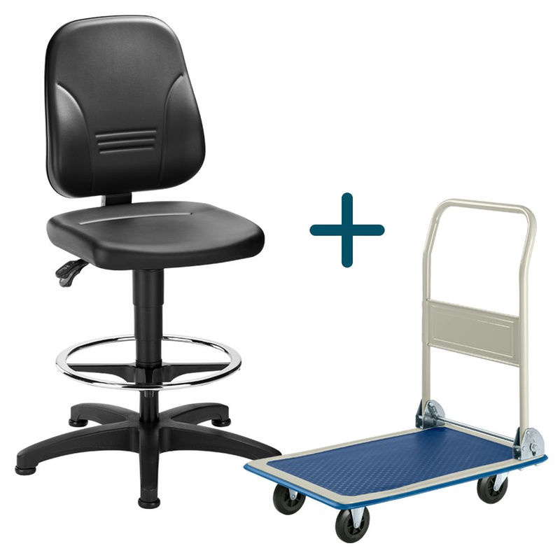 Schäfer Shop Pure Arbeitsdrehstuhl aus Kunstleder mit Fußring, Schwarz, Sitzhöhe: 58,0–85,0 cm - Bild 2