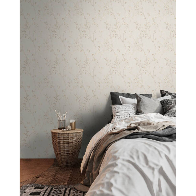 A.S.Creation Vliestapete Blätterranke in Braun Beige Creme B/H: 53 x 1005 cm - Bild 3