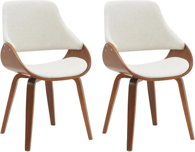 2er Set Esszimmerstühle DELUKE GILIS in Walnuss und Creme mit Stoffbezug, B/T/H: 52 x 54 x 86 cm - Bild 1