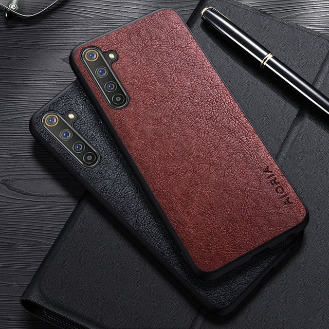 Luxuriöse Business Lederhülle für Realme 6 Pro, 6i und 6S in Rot - Bild 1
