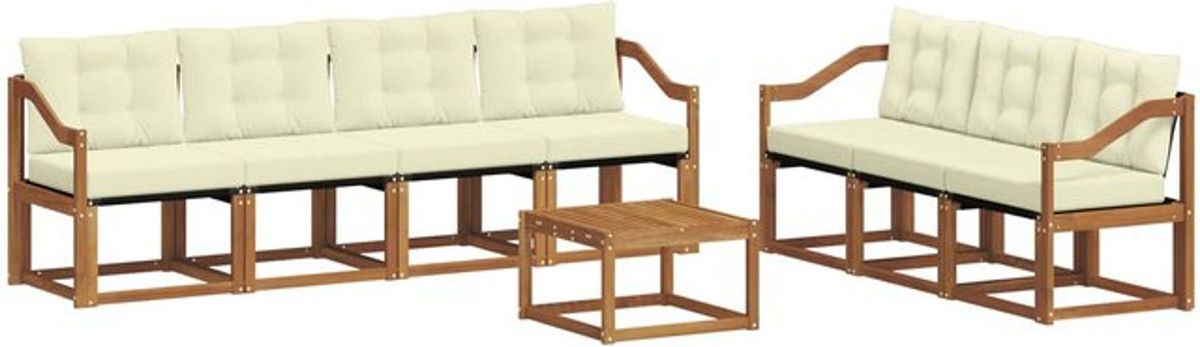 vidaXL Outdoor-Sofagarnitur aus Akazienholz mit 8-teiligem Set und Kissen in Natur und Beige - Bild 1