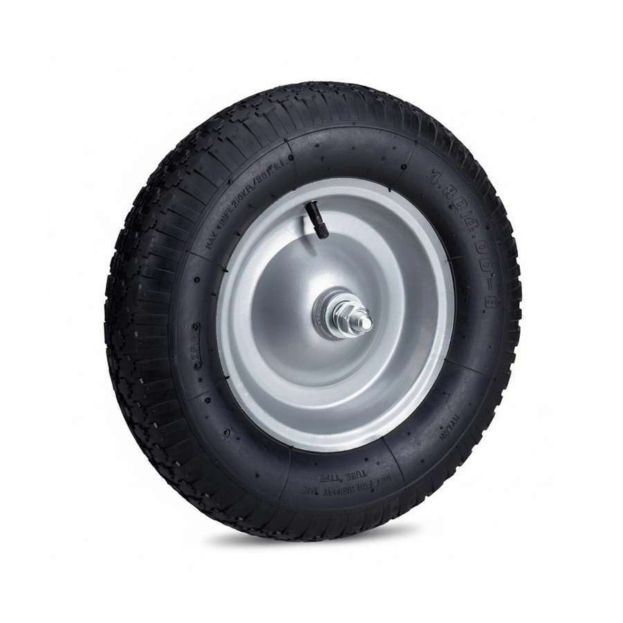 Relaxdays Schubkarrenrad aus Gummi und Stahl in Schwarz und Grau, luftbereift mit Achse, Durchmesser: 39 cm, Breite: 9 cm - Bild 2
