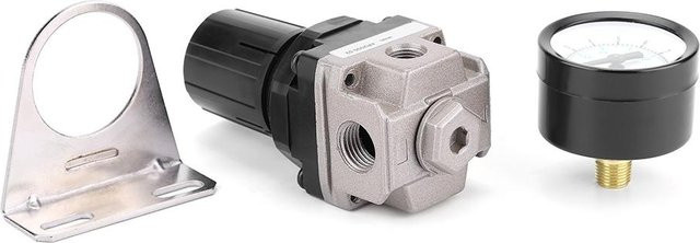 CosyHome Pneumatikregler mit Manometer und G1/4 Anschluss in Schwarz und Silber - Bild 1