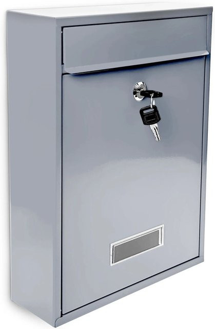 Abschließbarer Briefkasten aus Metall von Relaxdays in Silber, B/T/H: 35 x 26,5 x 8,5 cm - Bild 1