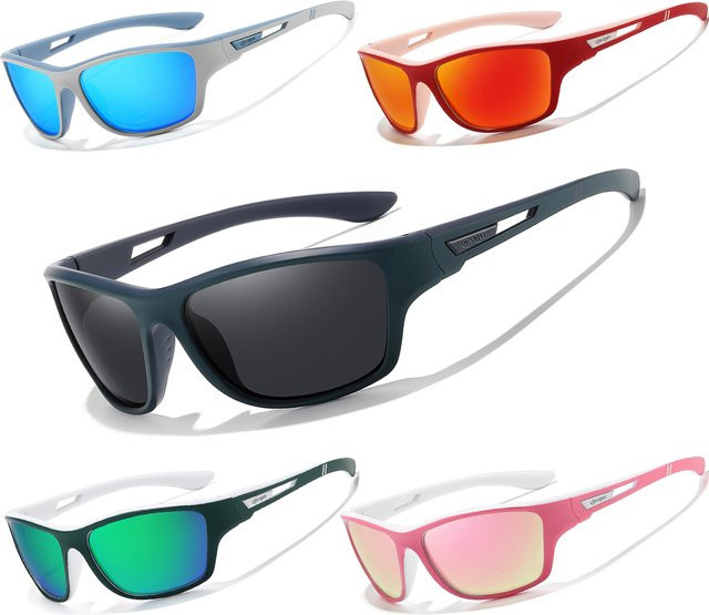 LOISRUBY Fahrrad-Sonnenbrille, Vollrand, rechteckig, Kunststoff, Unisex - Bild 1