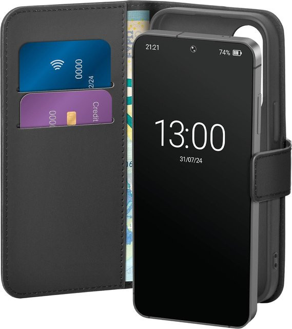Case Wallet Stand für Samsung Galaxy S25 in Transparent und Schwarz - Bild 1