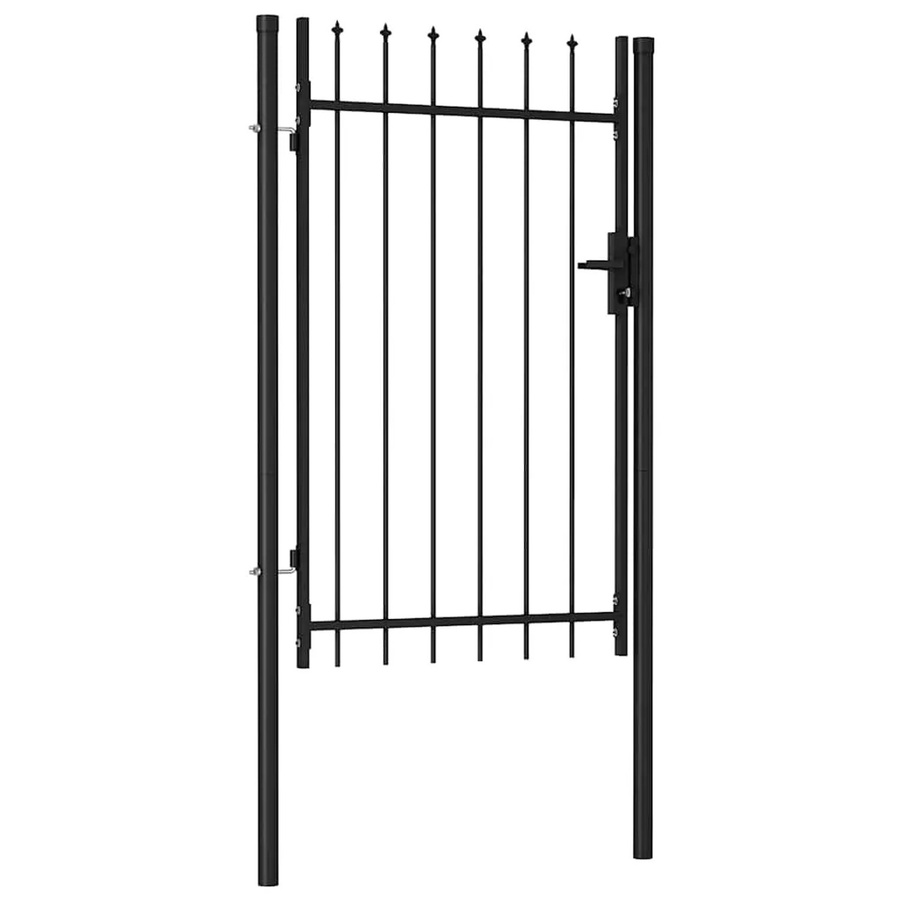 vidaXL Zauntor Einzelflügel aus Stahl mit Speerspitzen, Schwarz, B: 100 cm, H: 150 cm - Bild 2
