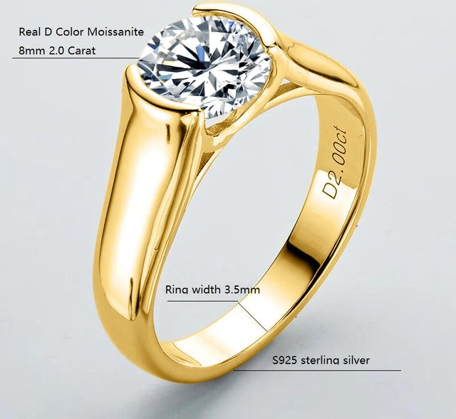 IOGOU Verlobungsringe, 925 Silber, vergoldet, Diamant, Damen Herren - Bild 1
