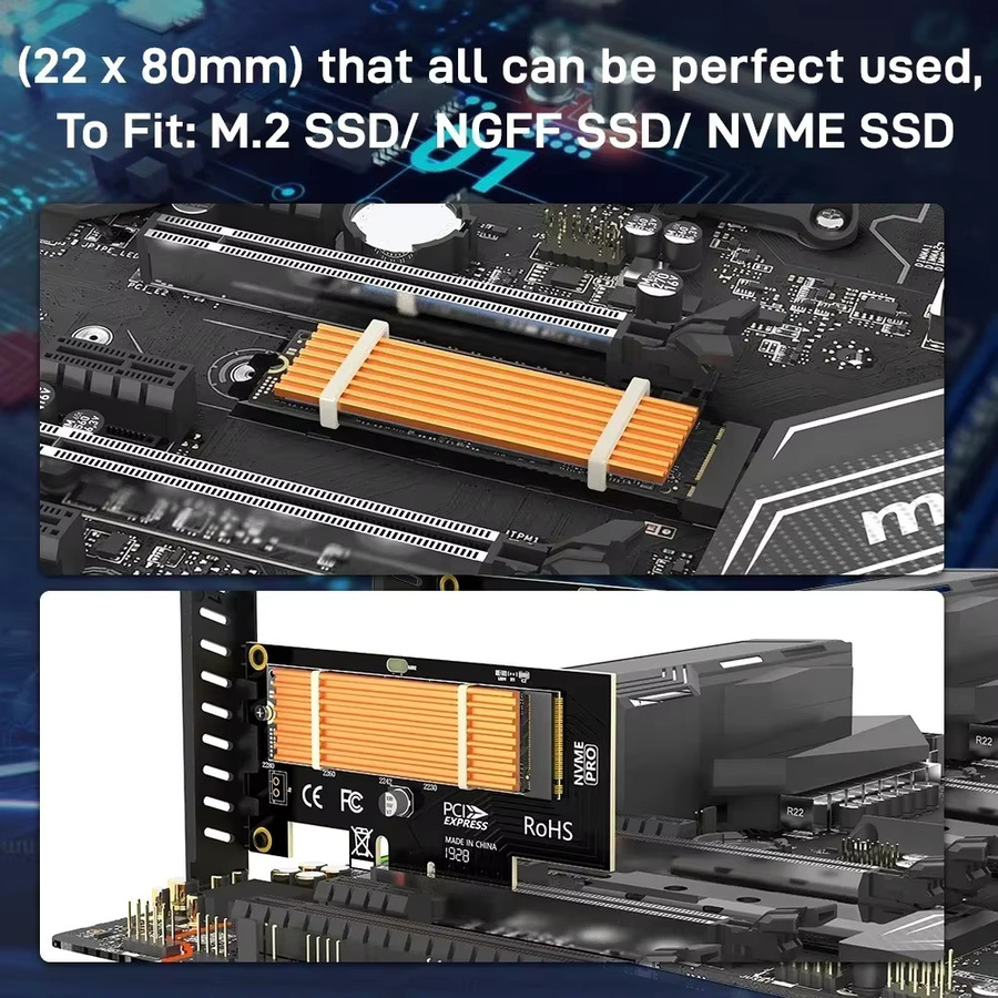 Ninth World Aluminium-Kühlkörper mit Wärmeleitpads für M.2 NVMe SSD in Silber oder Gold, Dicke: 3 mm und 6 mm - Bild 2