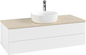 V&B Waschtischunterschrank Antao mit Frontstruktur und Beleuchtung, Farbe: Weiß, B/T/H: 120 x 50 x 50 cm - Bild 1