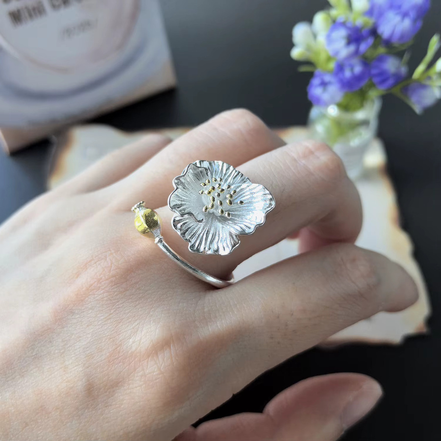 Lakecrystal Offener Fingerring 925 Silber, goldfarben, Damen - Bild 2