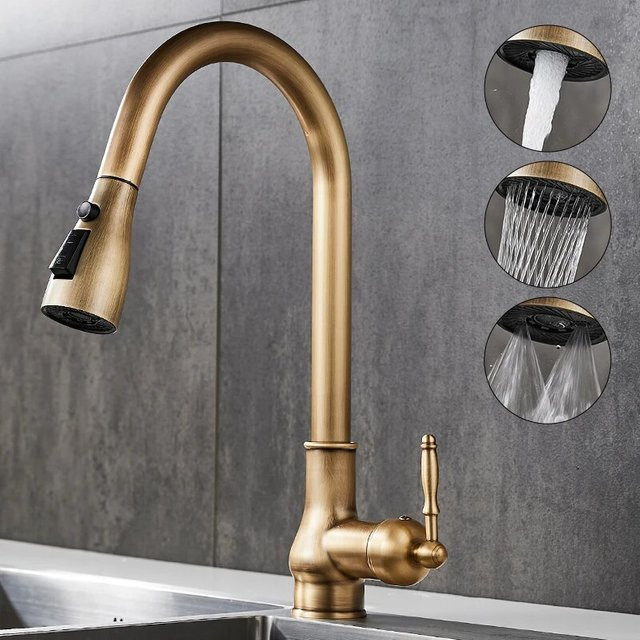 Ellen Küchenarmatur aus Messing in Antik-Bronze mit Sprühfunktion, EL9021 - Bild 1