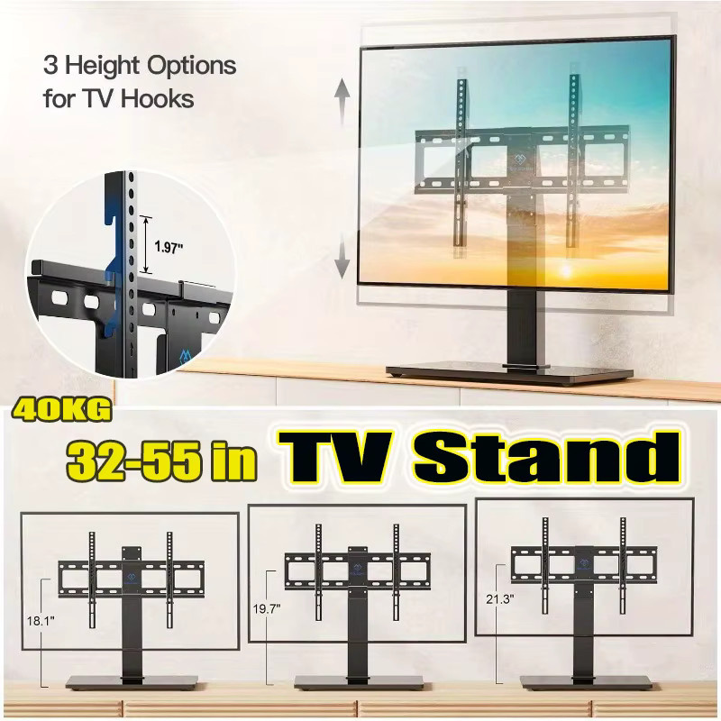BEISHI Höhenverstellbarer und drehbarer TV-Ständer für 32–55 Zoll LCD/LED in Schwarz mit Bodenmontage, VESA: 600 x 400 mm, max. 40 kg - Bild 1