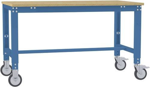 Manuflex AU7305.5007 Arbeitstisch UNIVERSAL Spezial mobil mit Multiplexplatte, Brillantblau, B/T/H: 100 x 60 x 75,2-97,2 cm - Bild 1