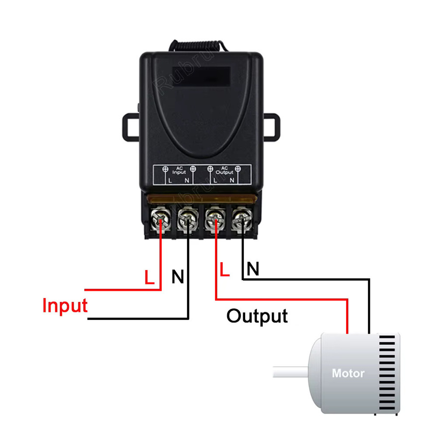 Scimagic-RC Kabelloser Fernbedienungsschalter 433 MHz 1 Gang Hochstrom-Relaisempfänger in Schwarz für Motorpumpen, Lichter und Lampen (85–260 V) - Bild 3