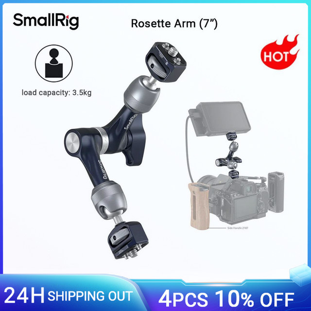 SmallRig Magic Arm mit Rosettenverriegelung 7/11 Zoll, 360 Grad verstellbar für Monitore, LED-Beleuchtung und Actioncameras, Schwarz, Traglast bis 3,5 kg, 4194 - Bild 1