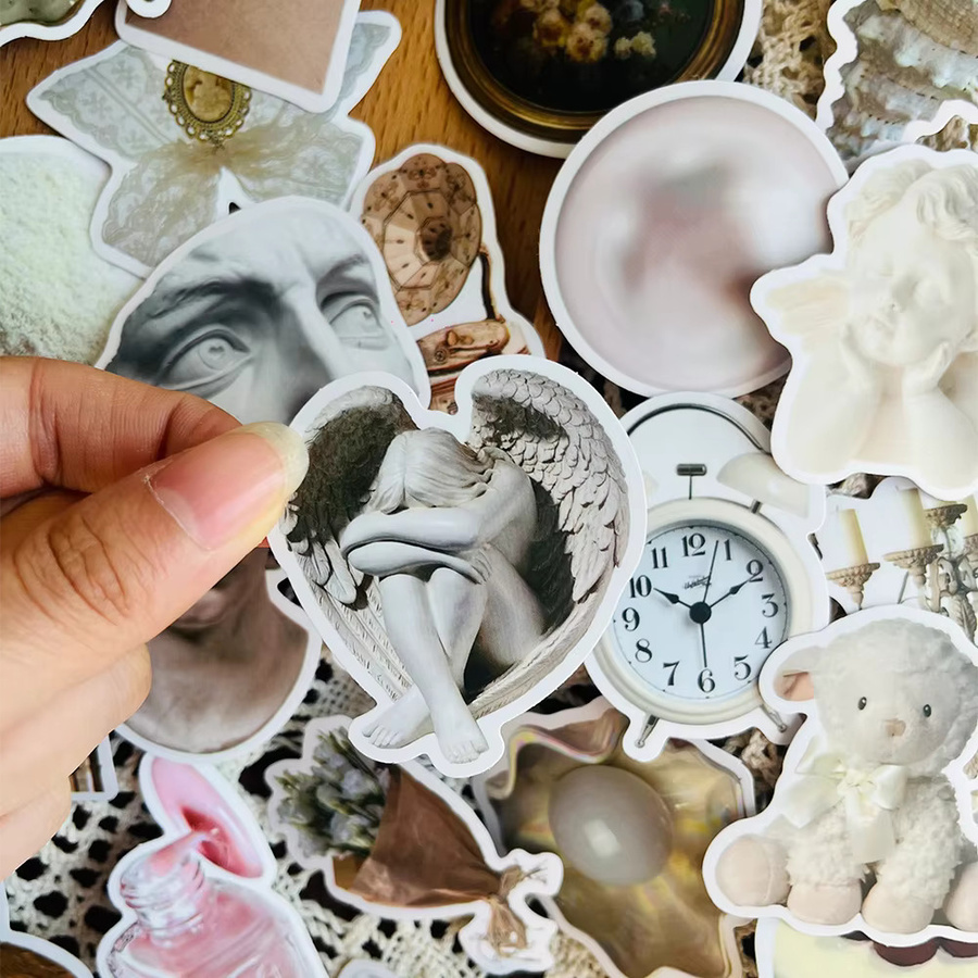 50 Stück dekorative weiße Papier-Aufkleber wasserfest für DIY-Projekte an Koffern, Büchern oder Wassergläsern - Bild 2