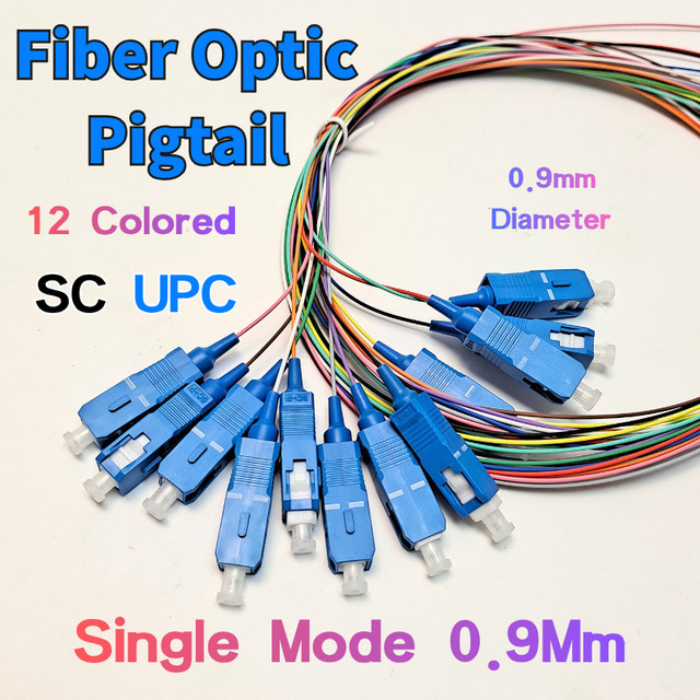 CAILI 10 Stück 12-adriges Singlemode-Glasfaser-Pigtail Set, SC/APC auf LC/UPC, 0,9 mm LZSH, multicolor, 1,5 Meter Länge - Bild 1