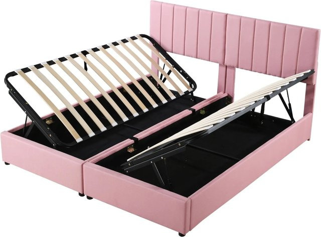 okwish Polsterbett für Kinder in Rosa mit Bettkasten, B/T/H: 180 x 200 x 203 cm - Bild 1