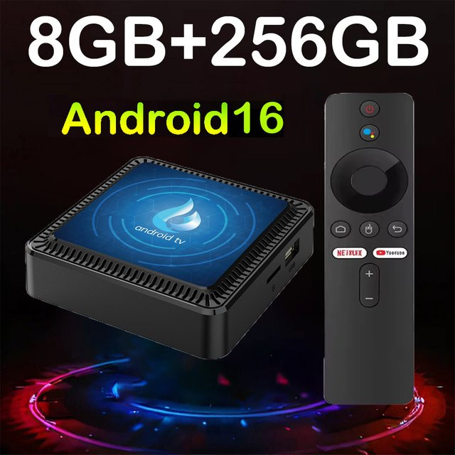 Q17 8K Smart TV Box Android 16 Media Player mit Google Assistant und Netflix, Allwinner H313, Schwarz - Bild 1