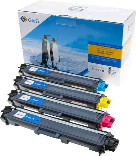 G&G Toner Kombi-Pack für Brother TN-241BK, TN-245C, TN-245M, TN-245Y in Schwarz, Cyan, Magenta und Gelb mit 2500 Seiten Reichweite - Bild 1