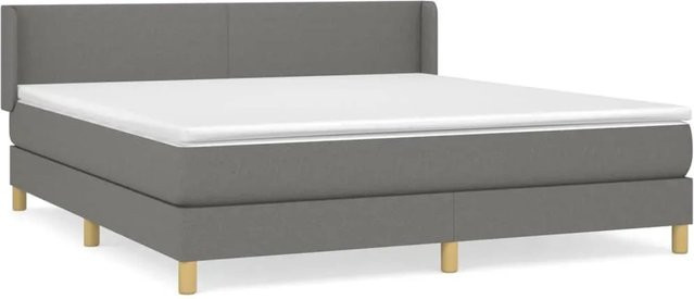 vidaXL Boxspringbett Hybrid mit Matratze und Kopfteil Dunkelgrau B: 180 cm, T: 200 cm, H: 183 cm - Bild 1