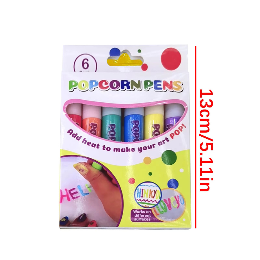 Diy Blase Popcorn Malstift 3D Kunstmarker für Kinder, 6 Farben, Bunt/Mehrfarbig, 60ml - Bild 4