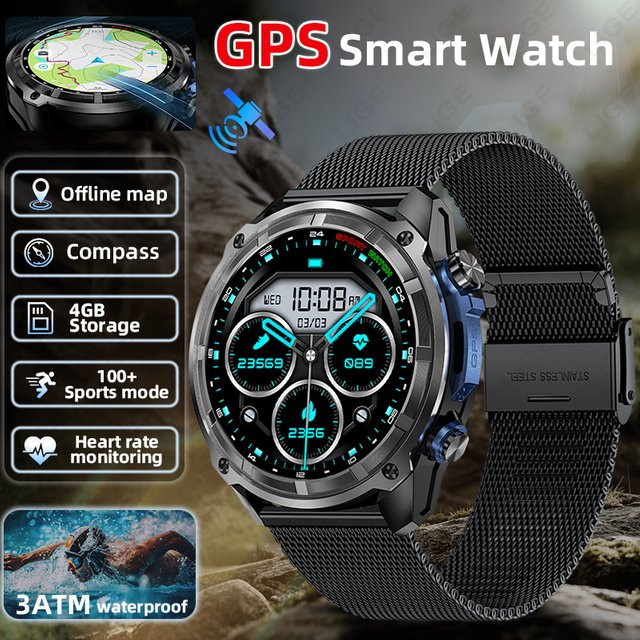 foxbox Smartwatch, GPS, Edelstahl, Schwarz, Rund - Bild 1