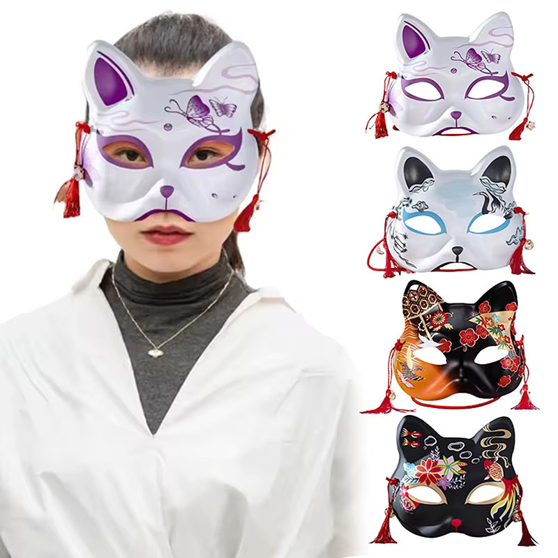 HUA HUA Cosplay-Maske, japanische Katzenmaske, handgefertigte halbe Gesichtsmaske - Bild 2