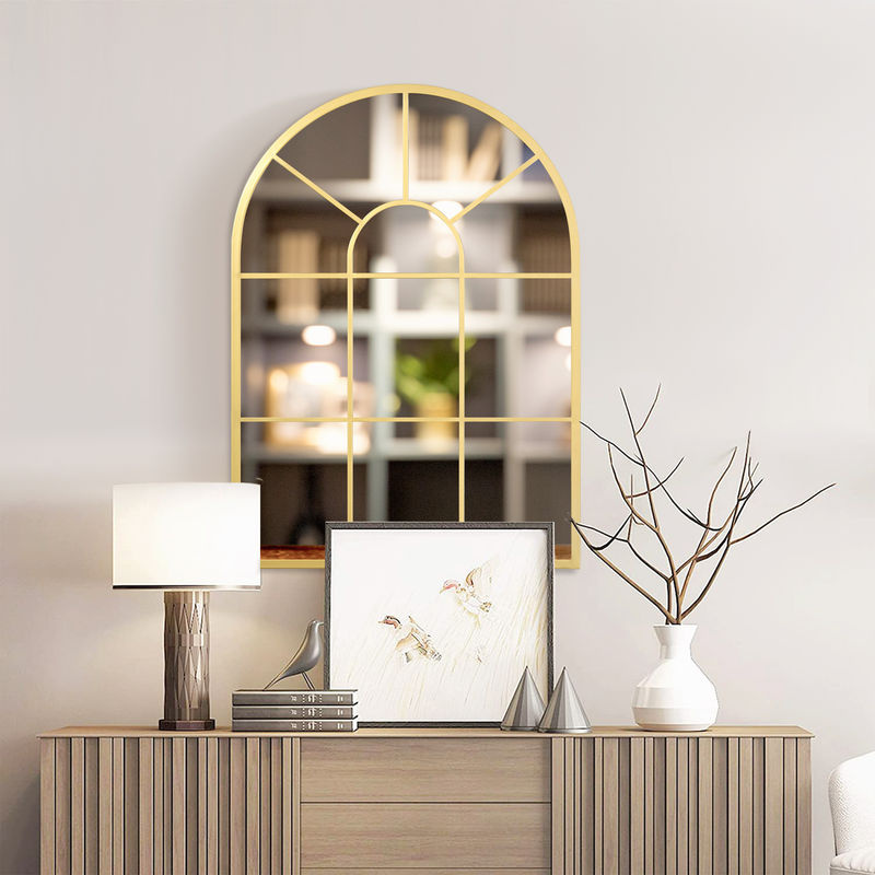 HOMCOM Wandspiegel Fensterspiegel mit Metallrahmen in Gold, B: 70 cm, H: 50 cm - Bild 2