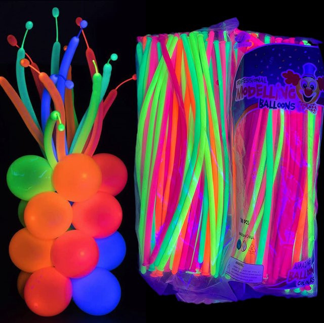 AADECORZZ Neon Partyballons im Set mit 30 Stück, UV-Schwarzlicht reaktive Luftballons in Multicolour für deine Partydekoration - Bild 1