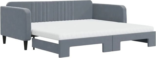 vidaXL Tagesbett ausziehbar mit Matratze in Dunkelgrau aus Samt mit Schlaffunktion B/T/H: 100-120 x 200 x 75 cm - Bild 1
