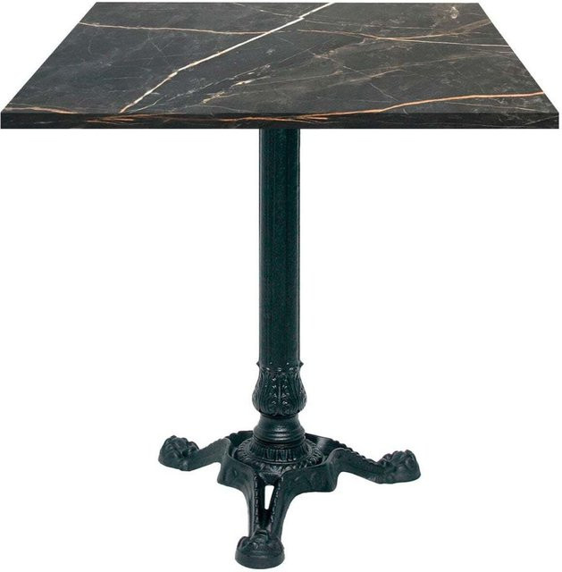RestooTab Bistrotisch quadratisch in Schwarz und Gold mit Stein- und Holzdekor, B/T/H: 70 x 70 x 75 cm - Bild 1