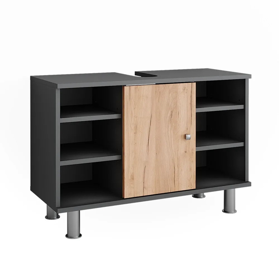 Vicco Waschbeckenunterschrank Fynn in Anthrazit und Goldkraft Eiche, Breite: 80 cm, Tiefe: 54 cm - Bild 2