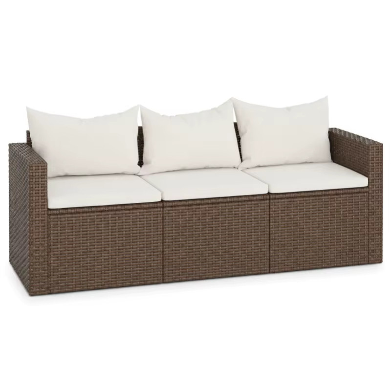 SUXI 3-Sitzer Gartensofa aus braunem Polyrattan mit Kissen für Terrasse und Balkon - Bild 7