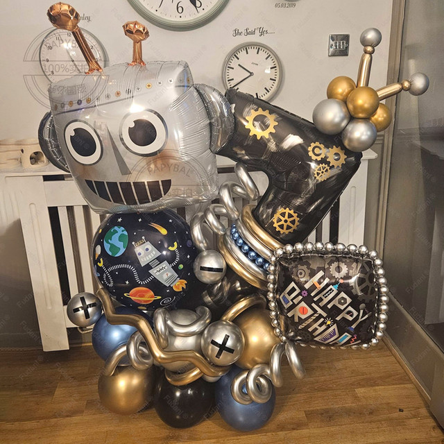 44 Stück Cartoon Star Wars Roboter und Astronauten Luftballons für Babyparty und Geburtstagsfeier, Mehrfarbig - Bild 1